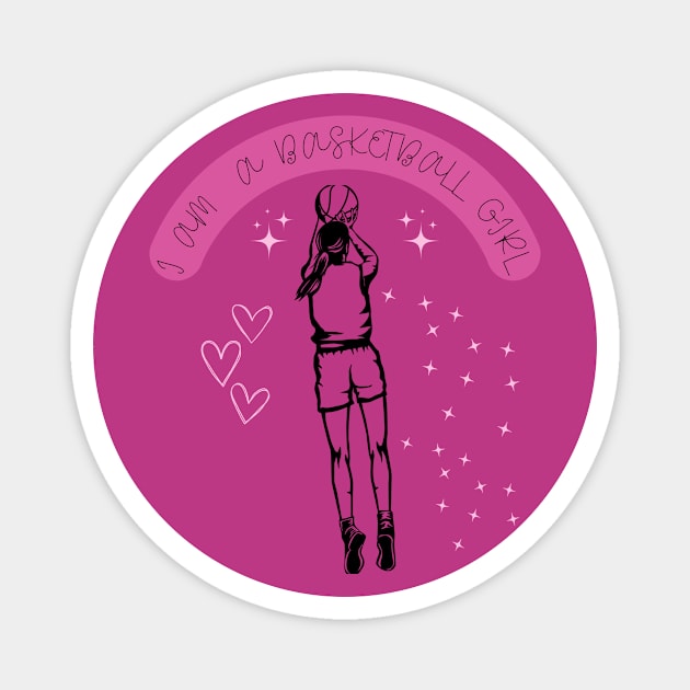 Retro Basketball Girl Art Magnet by mieeewoArt